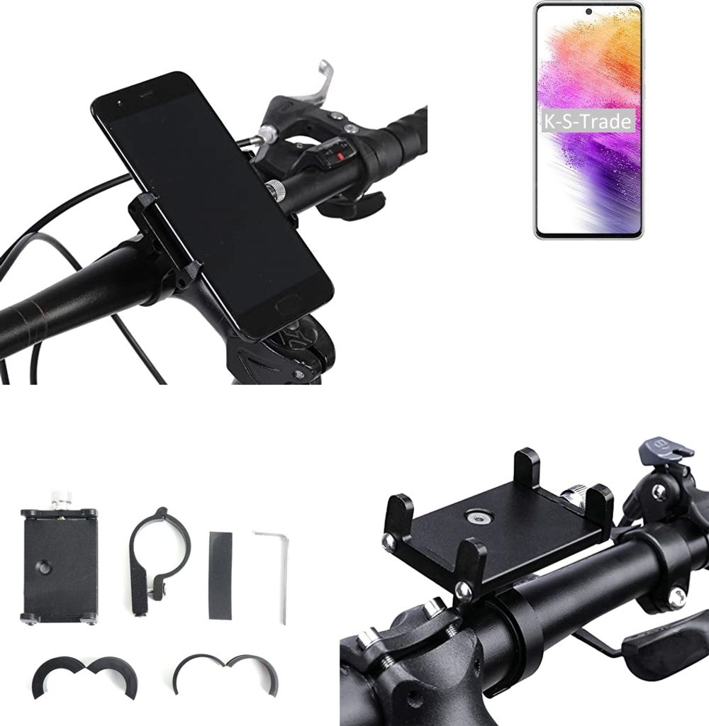 K-S-Trade Handyhalterung für das Fahrrad kompatibel mit Samsung Galaxy A73 5G Halter Lenkstange Fahrradhalterung Motorrad Bike Mount Befestigung