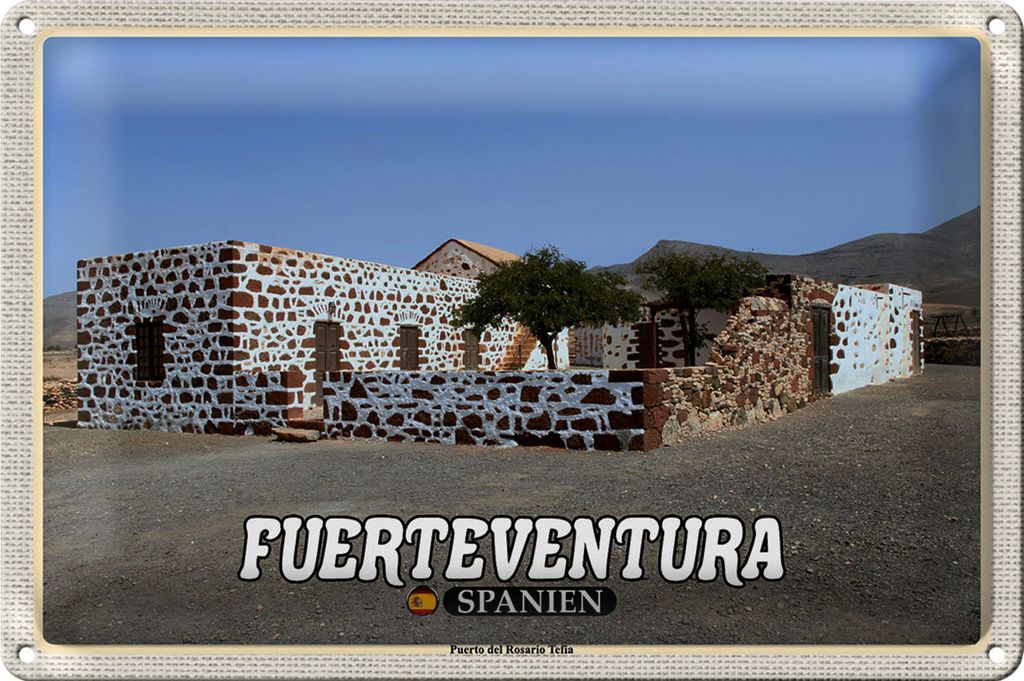 Blechschild Reise 18x12cm Fuerteventura Spanien Puerto Rosario Tefia
