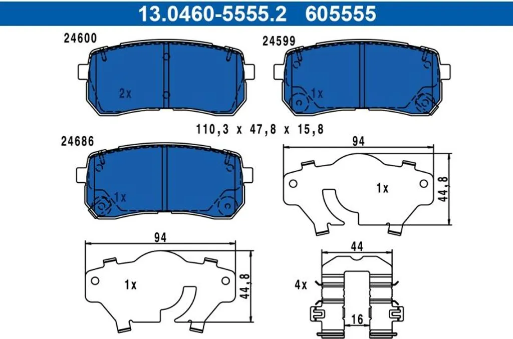 Jeu de Plaquettes de Frein pour Kia Sorento 2.2 CRDi Modèles 2015-2020