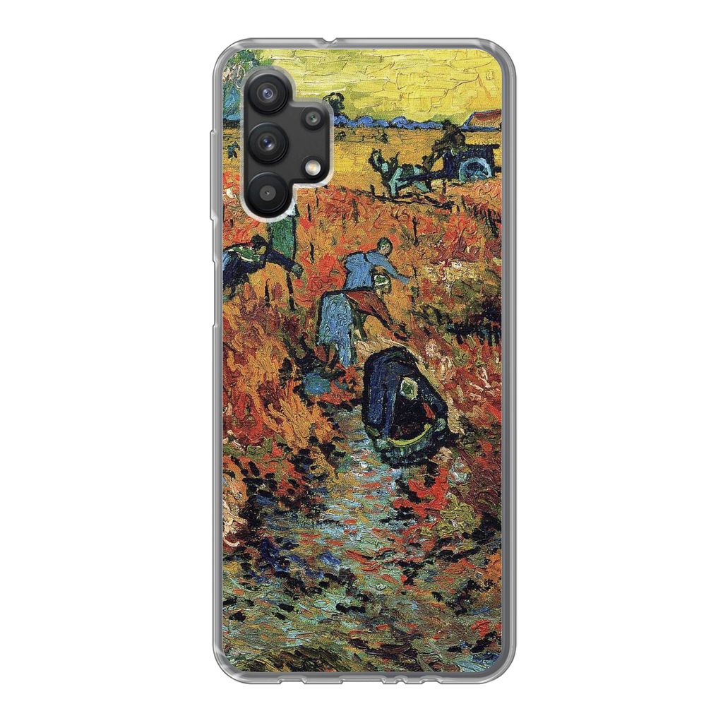 MuchoWow Handyhülle Schutzhülle Hülle für Samsung Galaxy A32 5G Der rote Weinberg - Vincent van Gogh Silikon Softcase Handy Hülle - Softcase