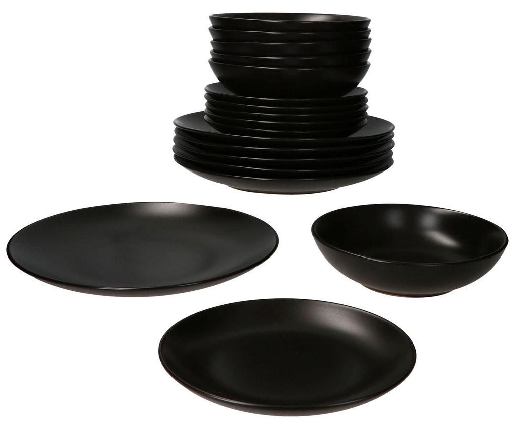 18pcs Set d'assiettes Panther noir 6 personnes Image du produit 