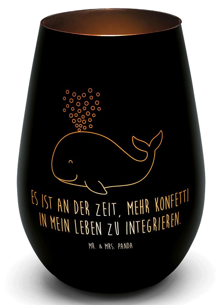 Mr. & Mrs. Panda Laterne Wal Konfetti - Schwarz - Geschenk, Abnehmen, Diät, Outdoor Windlicht, Balkon, Meer, Teelichthalter, Glas, Geburtstag, Neu...