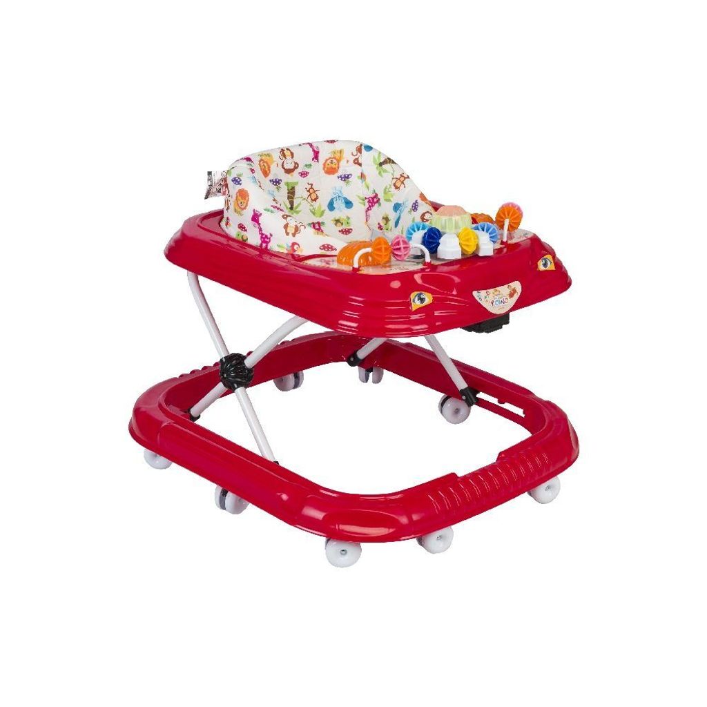 Baby Gehwagen Gehfrei Lauflernwagen Babywalker Lauflernhilfe Alpina, Farbe:Rot