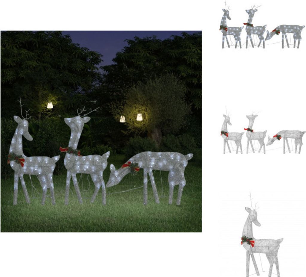 vidaXL LED-Rentiere Weihnachtsdeko 270x7x90 cm Silbern Kaltweiß - Weihnachtsbeleuchtung