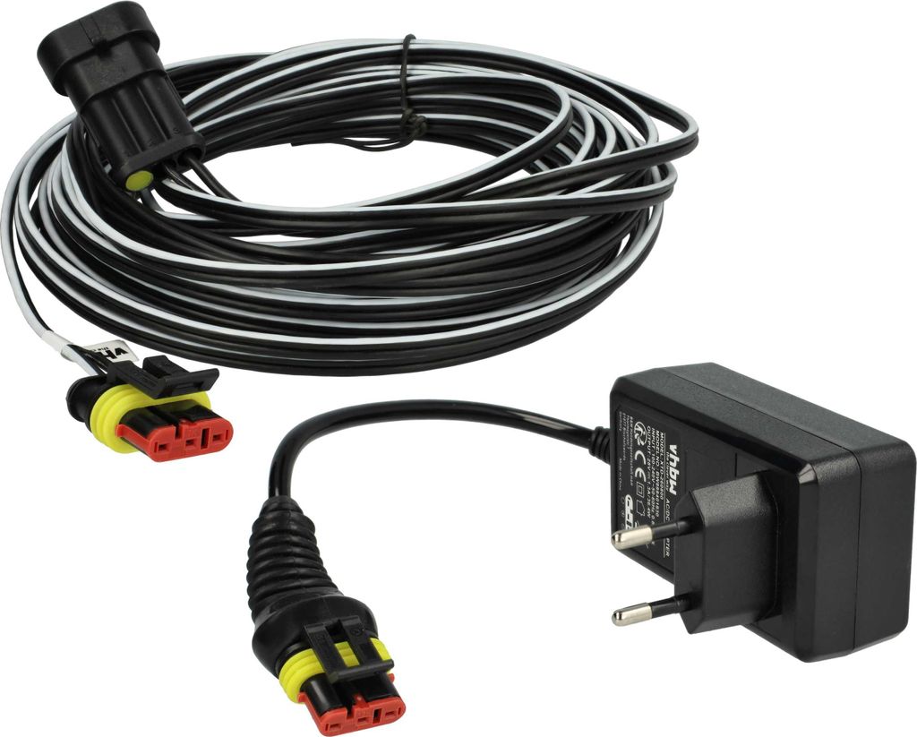 vhbw 1x Netzteil, 1x 10 m Niederspannungskabel kompatibel mit Flymo EasiLife Go 200, Go 250, 200 (2002), 350 (2002), 500 (2002), 800 (2002) Rasenm...