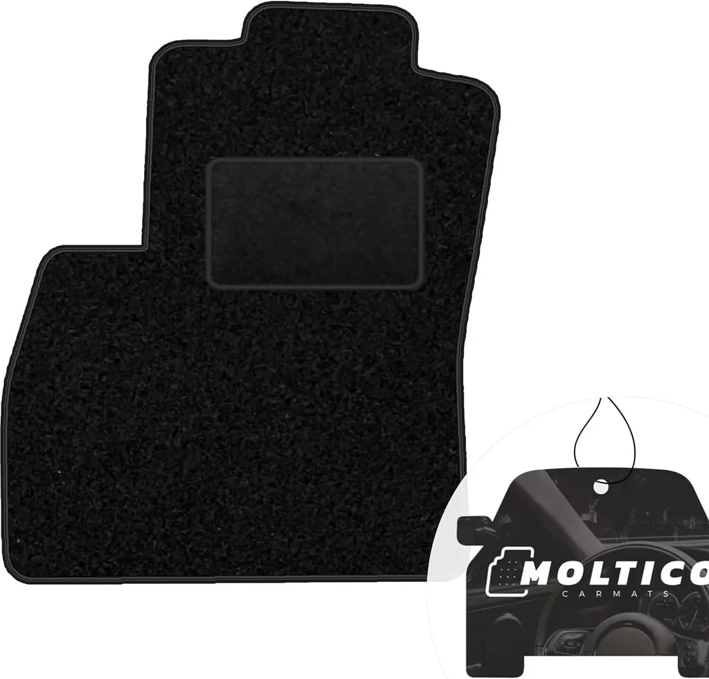 moto-MOLTICO tappetino conducente auto velours lato conducente tappetini auto nero tappetino conducente 1 pezzo adatto per Fiat Doblo I 2001-2009