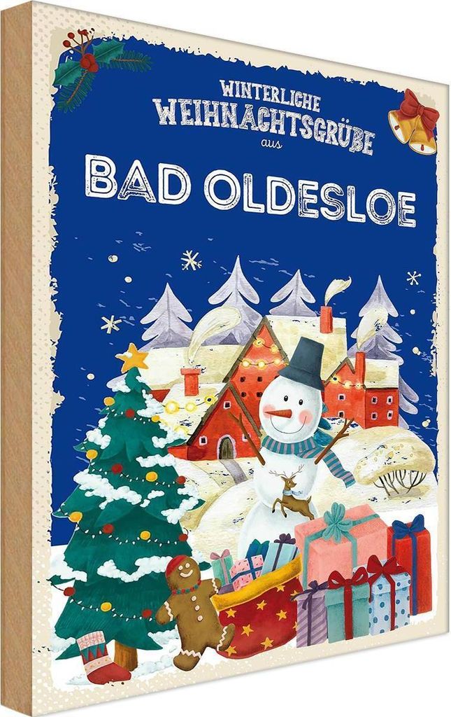 vianmo Holzschild 18x12 cm Weihnachtsgrüße aus BAD OLDESLOE Weihnachten