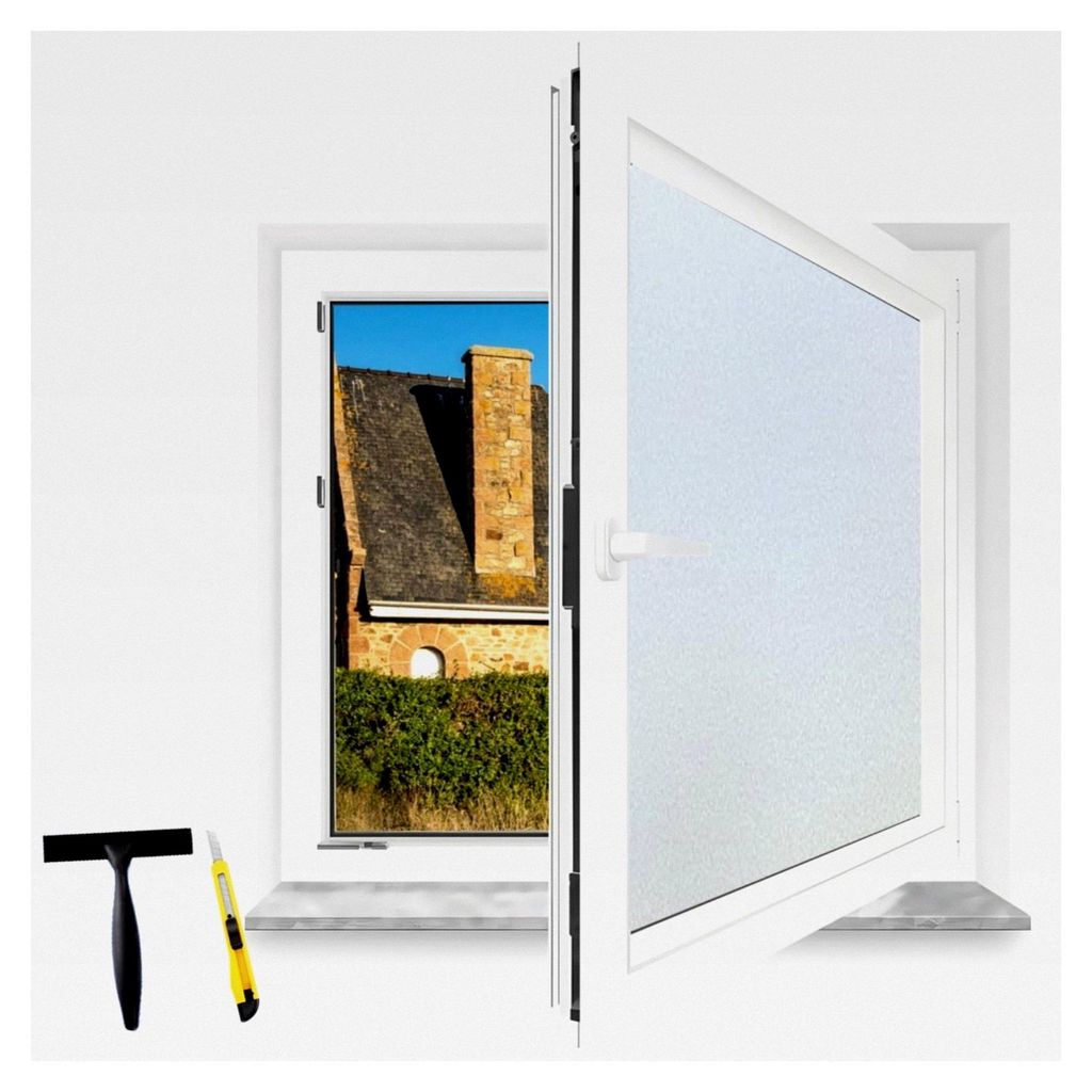 Spiegelfolie für Fenster - Sichtschutz, UV-Schutz, Hitzeschutz, selbstklebend, reflektierend, rückstandslos für Wohnzimmer und Büro (Matt, 105x...