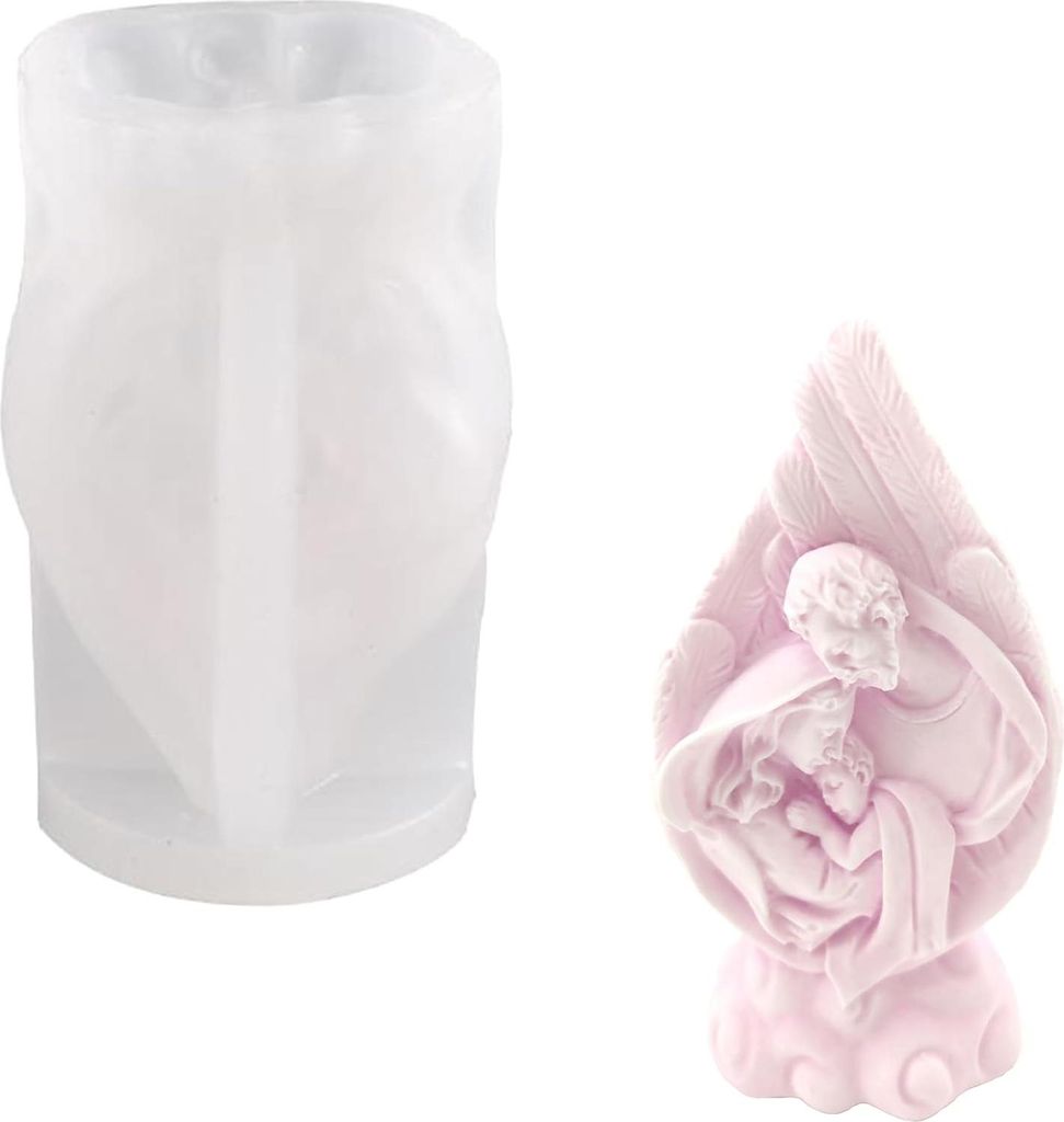 3D Silikonform für Jesus Baby Maria Heilige Familie Kerzen Gießen - Für Sojawachs, Seife, Gips und Epoxidharz