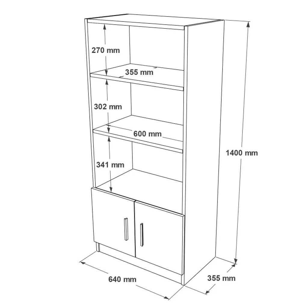 Meuble Bibliothèque Compact Blanc 140cm, Solution Rangement Skye Decor - 6