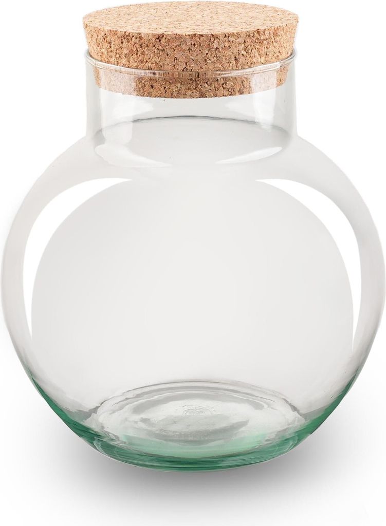 Terrarium Flasche 20cm mit Korken aus Recyclingglas für Flaschengarten