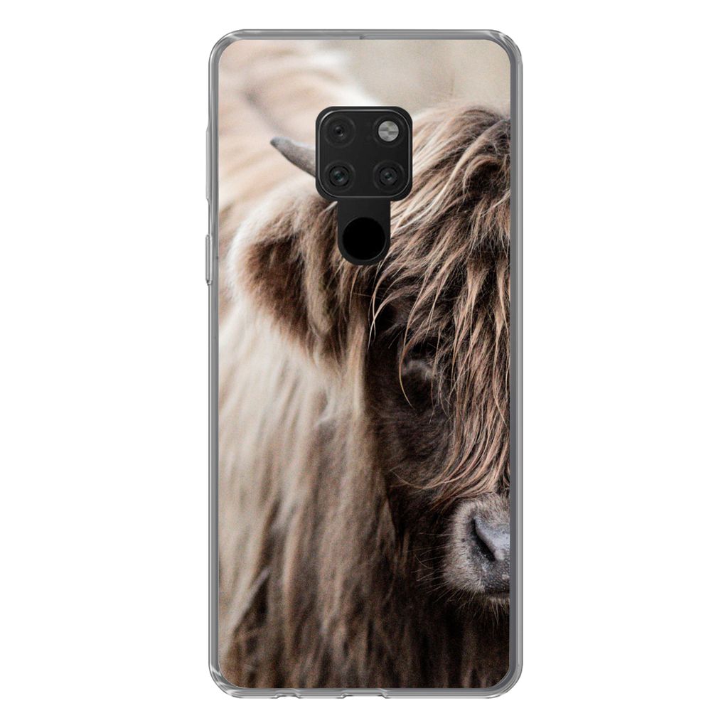MuchoWow Handyhülle Schutzhülle Hülle für Huawei P40 Lite Schottischer Highlander - Kuh - Vlies Silikon Softcase Handy Hülle - Handy