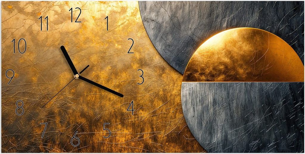 Wanduhr aus Glas mit Motiv Abstrakte Kreise- 60 x 30 cm - inkl. Aufhängesystem