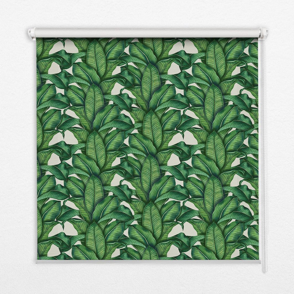 Seitenzug-Rollo Fensterrollo Jalousie - Lichtdurchlässig Springrollos - 110x140 cm - Grüne Blätter