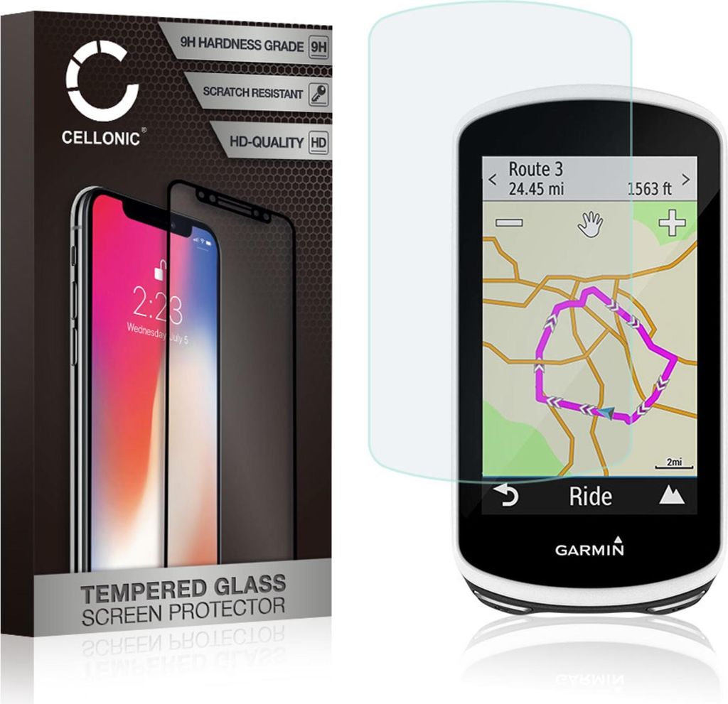 CELLONIC Display Schutzglas kompatibel mit Garmin Edge 1040 / 1030, 1030 Plus Navigationsgerät (2.5D 9H 0,30mm Full Glue) Schutzfolie Displayschut...