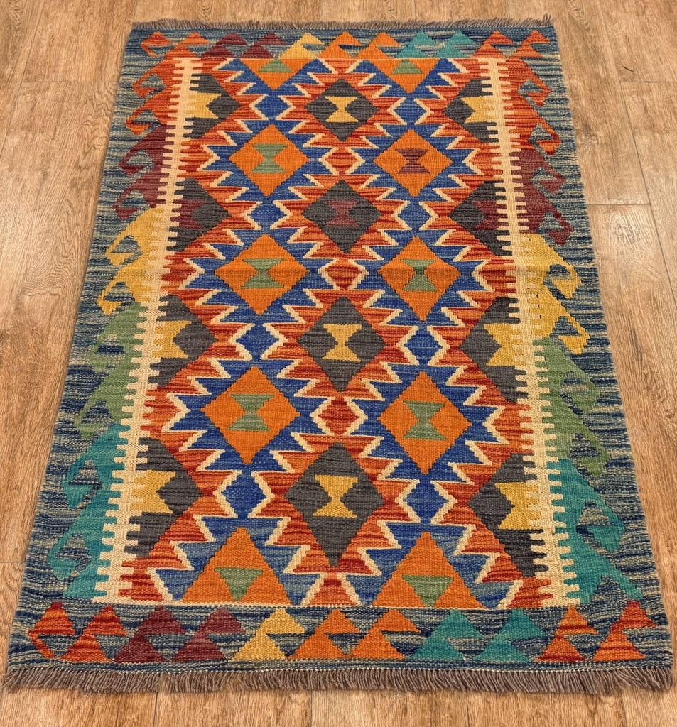 Teppich KELIM ORIGINAL | Farbe: Multi; Größe: 85x132 cm | strapazierfähig und leicht zu reinigen | Wohnzimmer | Schlafzimmer