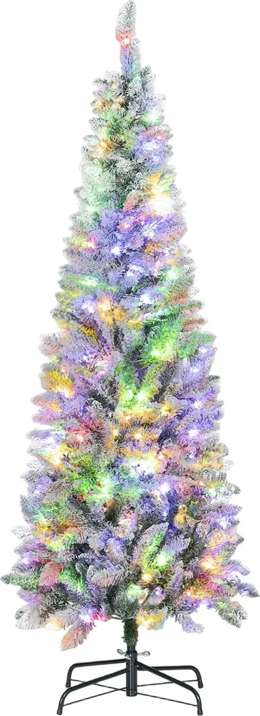 Sapin de Noël artificiel étroit 180 cm avec LED bicolores intégrées