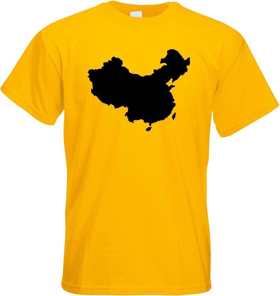 Kiwistar - T-Shirt - gelb - China - Peking Umriss Kontur Herren Funshirt Bedruckt Design Sprüche Spruch Motive - mit Motiv Bedruckt - Funshirt Des...