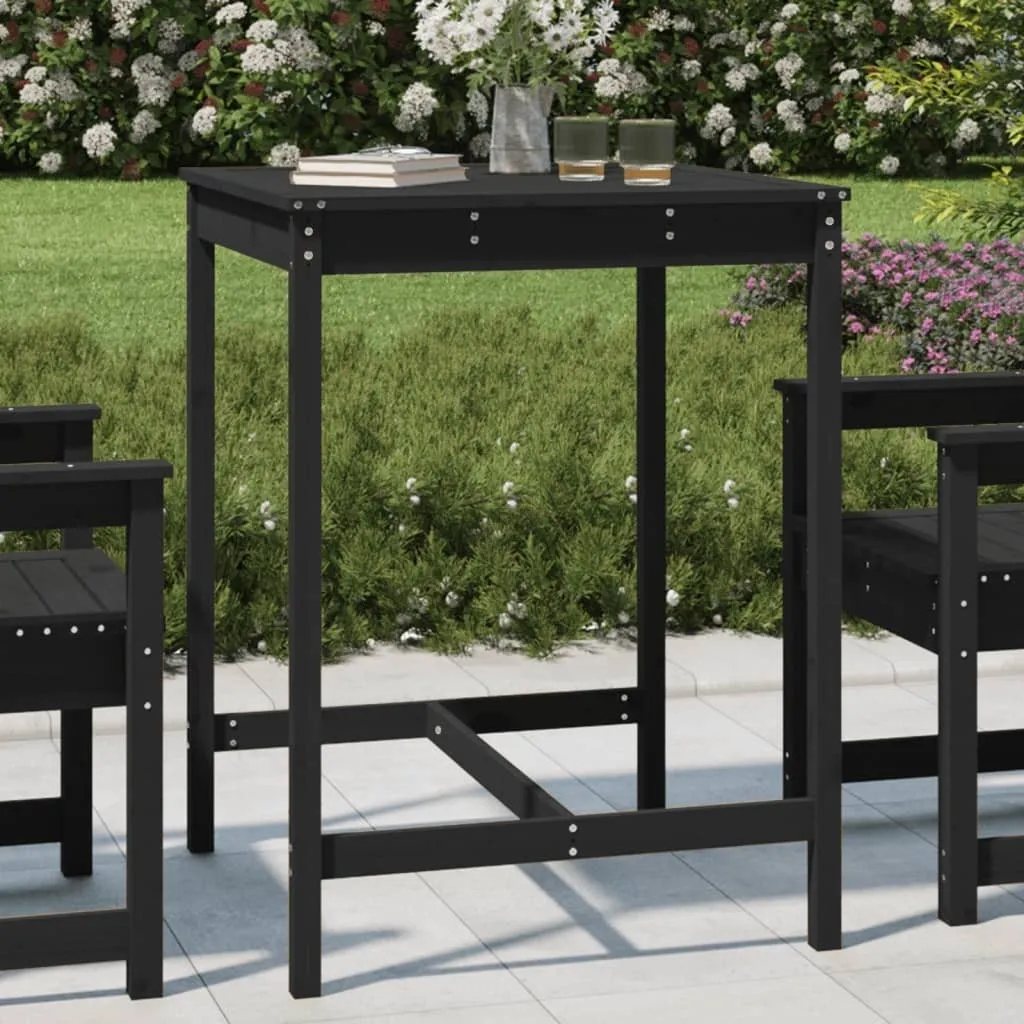 The Living Store tavolo da giardino nero 82,5x82,5x110 cm in legno di pino massiccio