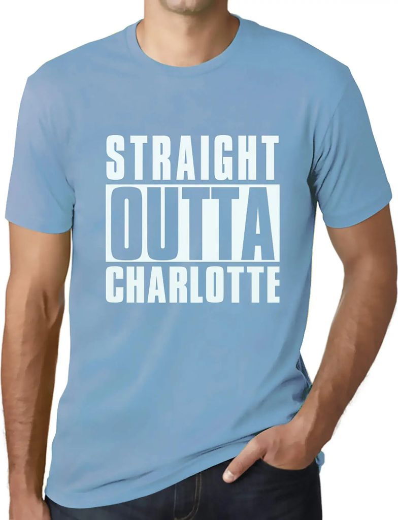 Herren Grafik T-Shirt Straight Outta Charlotte Öko-Verantwortlich Vintage Jahrgang Kurzarm Lustige Druck Geburtstag Geschenk Mann