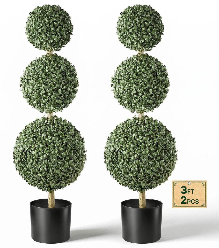 VEVOR set di 2 bossi artificiali a 3 sfere con vasi, Immagine del prodotto 