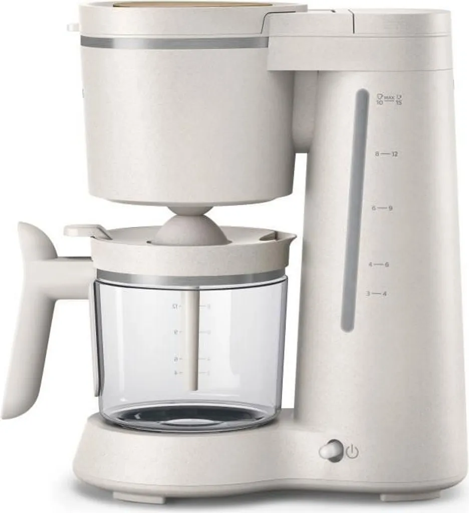Macchina da caffè con filtro PHILIPS Eco-Conscious, 1,2 L, 1000 W, color crema, bioplastica, funzione di mantenimento del calore, sistema antigoccia