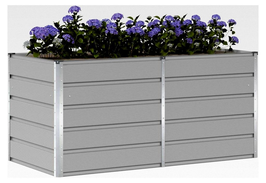 Pflanzkübel Hellgrau 160 x 80 x 75 cm Stahl, Blumentopf für Außenbepflanzung