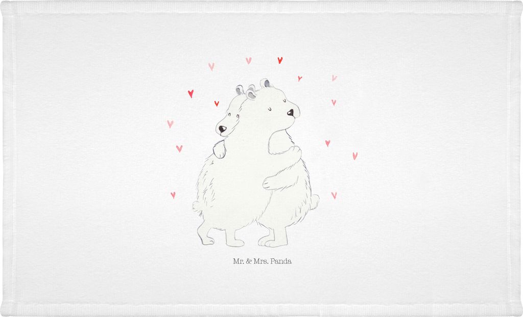 Mr. & Mrs. Panda Handtuch Eisbär Umarmen - Weiß - Geschenk, Flauschtuch, Lustige Sprüche, 50x100, baumwolle, Frotteehandtuch, gesichtstuch