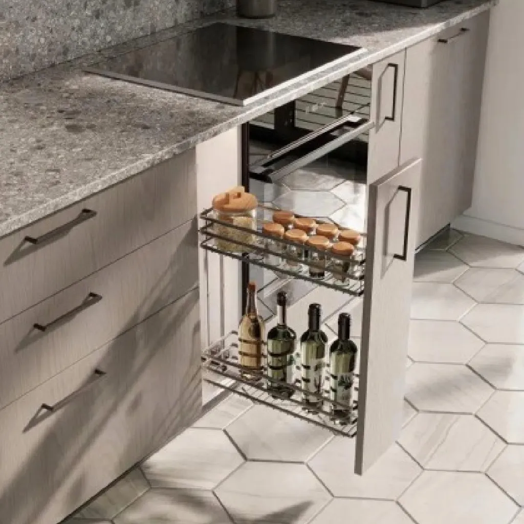 Caisson bas de cuisine coulissant 15 cm gris anthracite Soft-Close