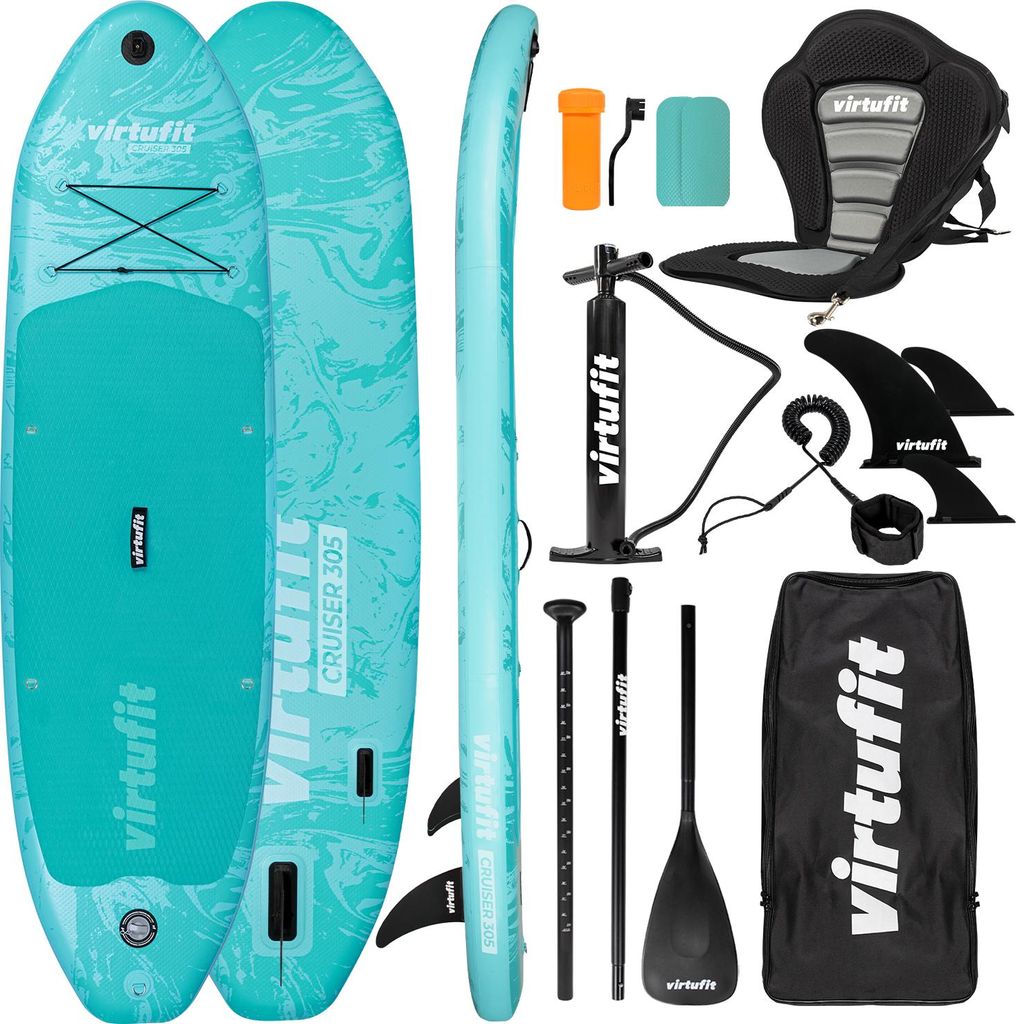 VirtuFit Supboard Cruiser 305 Türkis mit Kajak-Sitz, 305 x 81 x 15 cm