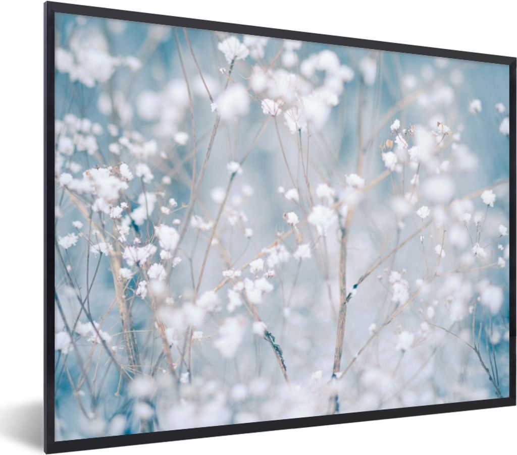 MuchoWow Gerahmtes Poster Äste - Schnee - Winter - Natur - Botanisch 80x60 cm - Poster mit Schwarzem Bilderrahmen Wandposter Rahmen Foto Bilder ...