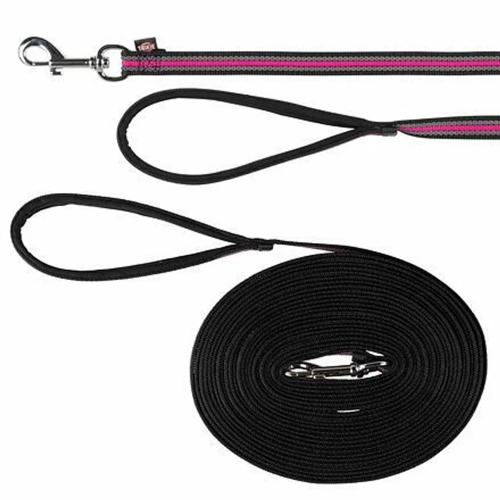 Offerta Trixie FUSION Lunghina 15m Nero e Rosa - Guinzaglio Gommato