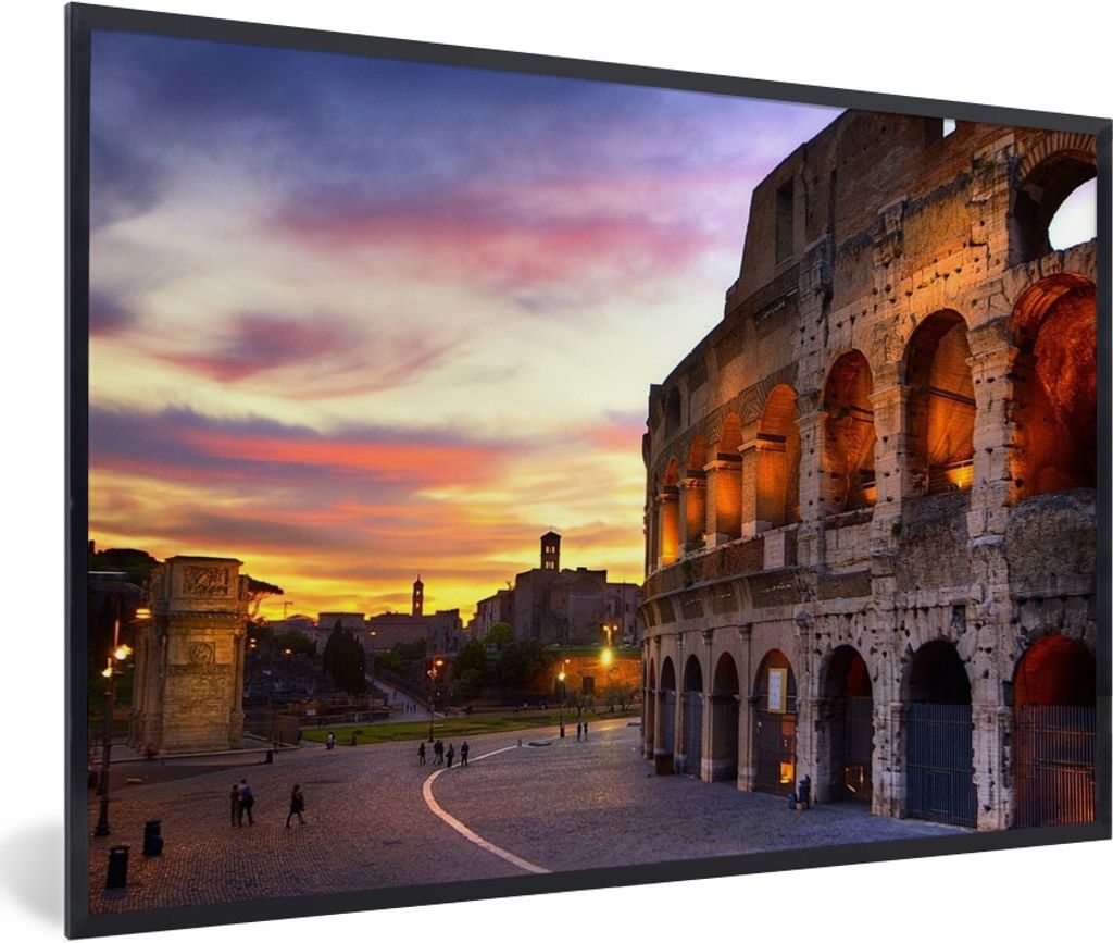 MuchoWow MuchoWow Gerahmtes Poster Das Kolosseum in Rom bei Sonnenuntergang 60x40 cm - Poster mit zchwarzem Bilderrahmen - Printing - Wanddeko ...