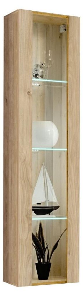 Vitrine FLY 1 porte vitrée - Coloris chêne clair - LED Image du produit 