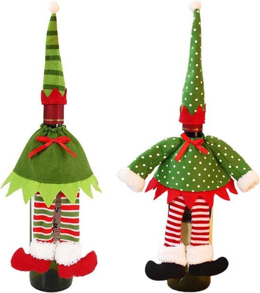 Weihnachtsweinbeutel wiederverwendbar 2 Stück Mehrfarbig