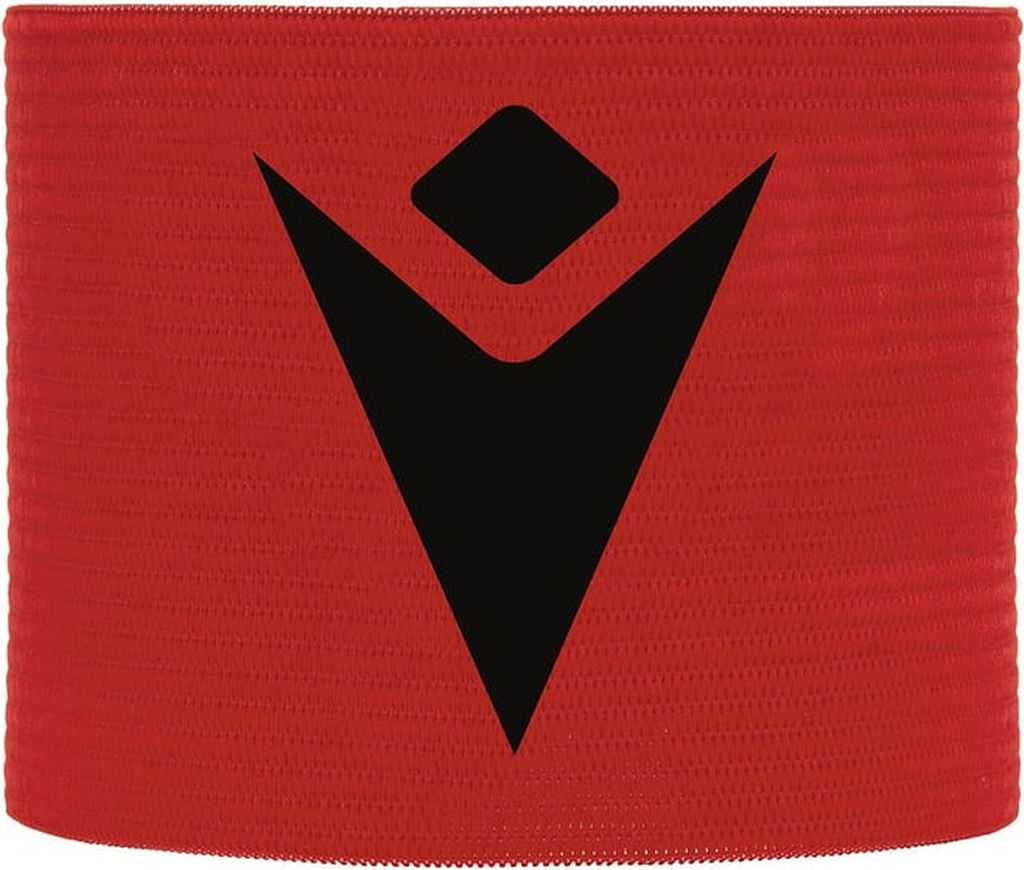 Macron Major Kapitänsbinde Mit Klett - Rot / Schwarz | Größe: JUNIOR