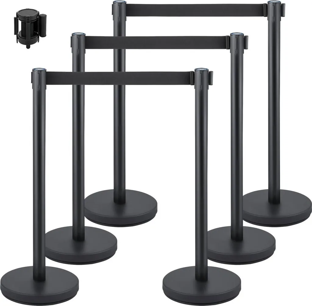 Poteaux de contrôle des foules pack de 6 avec sangle rétractable 2m