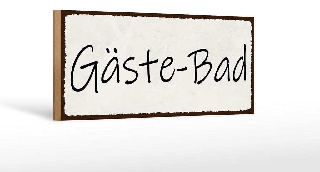 Holzschild Gäste – Bad, 27 x 10 cm, Holzschilder Spruch Wegweiser Bad