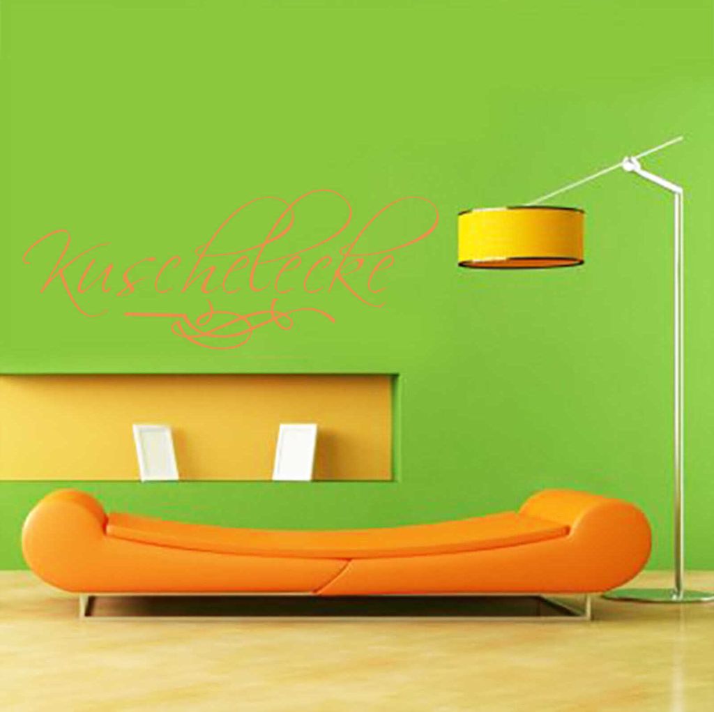 Wandtattoo - Wandaufkleber - Wandtattoo "Kuschelecke" - 60cm x 22cm orange - Dekoration Küche Wohnzimmer Wand