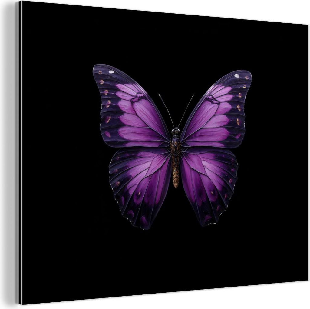MuchoWow Wanddekoration Metall Metallbild Wandkunst 40x30 cm Schmetterling - Lila - Lebendig MuchoWow Aluminium Gemälde - Dekoration Wohnzimmer