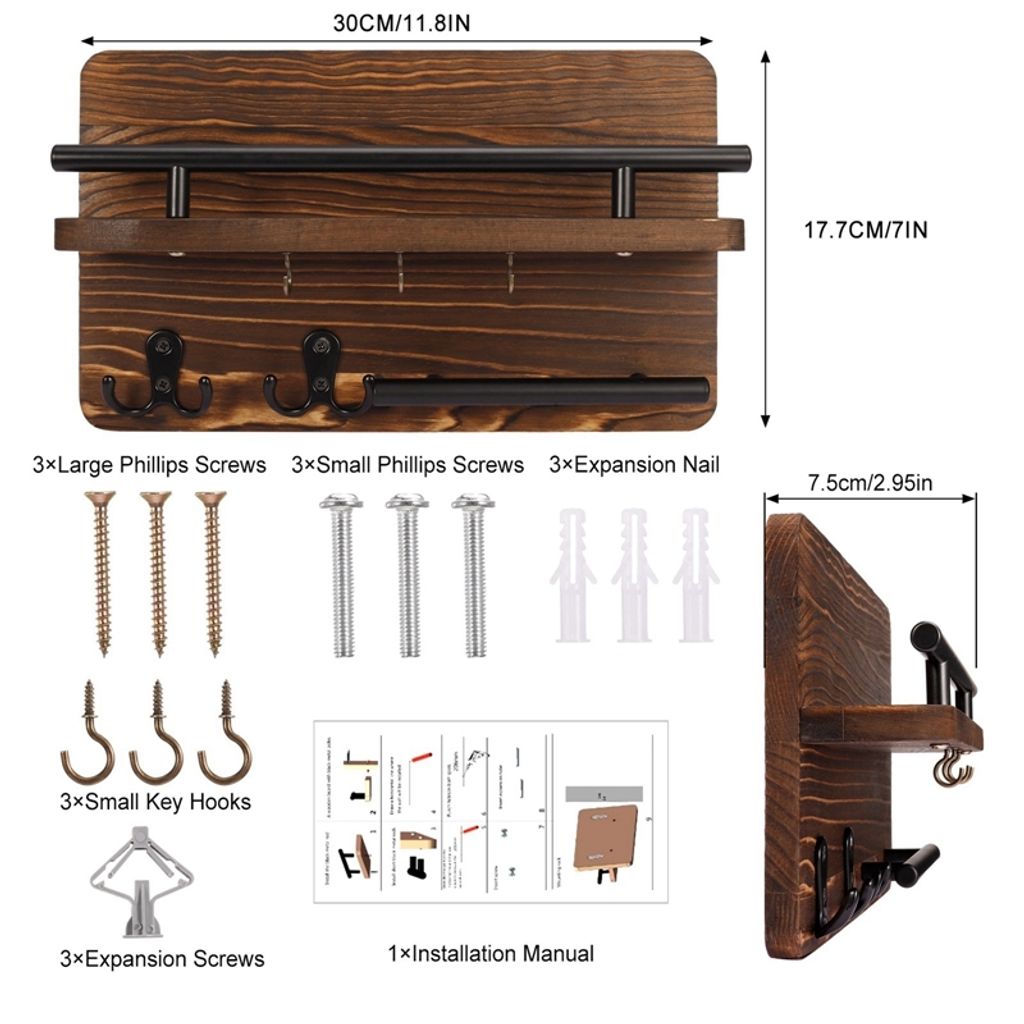 Schlüsselhalter Dekoration,Schlüsselbrett Holz mit 2 Produktbild 6
