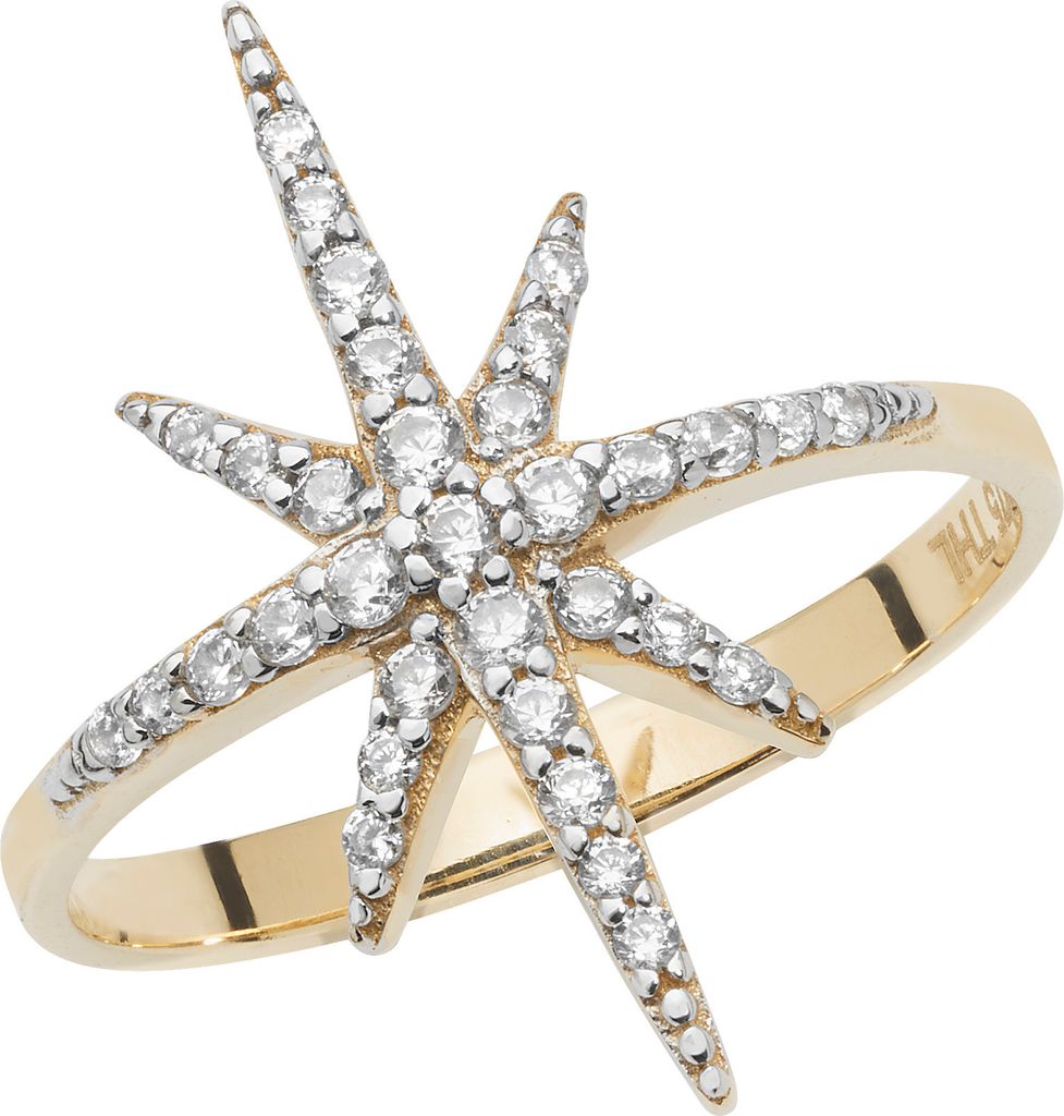 Exklusiver 9 Karat (375) Gold Fancy Damen - Ring mit Zirkonia (synth.), 54 (17.2); TRS17043RSN