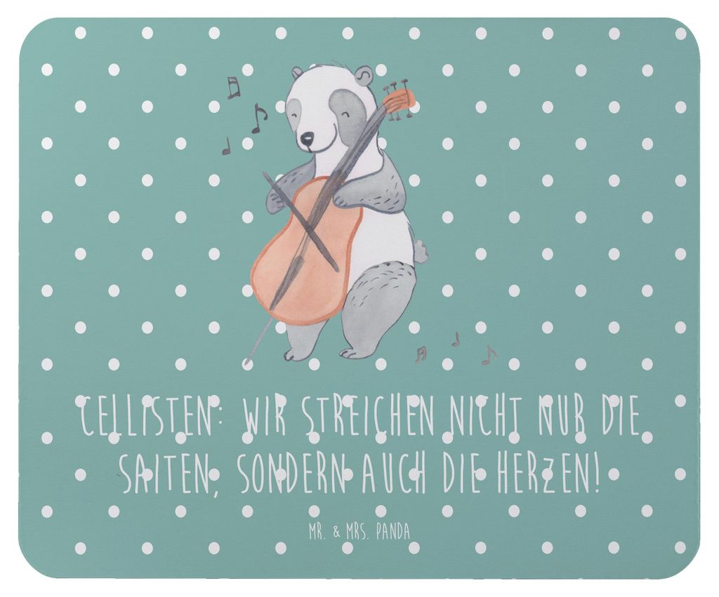 Mr. & Mrs. Panda Mouse Pad Cello Herz - Meeresbrise - Geschenk, Gefühl, Orchester, pc mauspad, Lernen, Mousepad, Instrument, Musiker, Streichinstr...