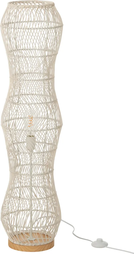 J-Line Lampadaire Rotin et Métal Torsadé Blanc - Luminaire Design Chic