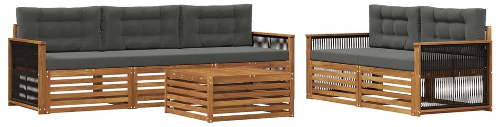 vidaXL Outdoor-Sofagarnitur mit Kissen 6 pcs Natur und Anthrazit