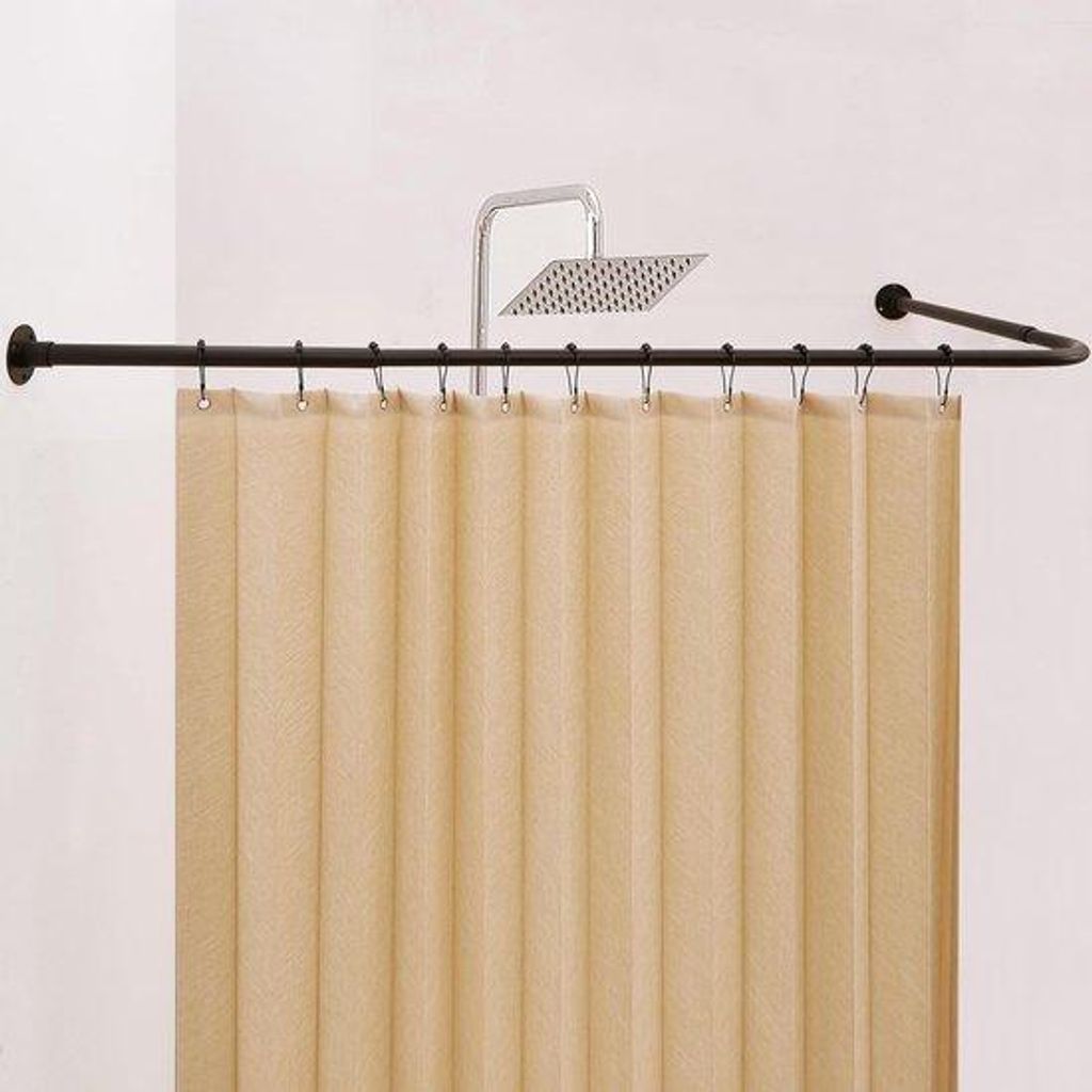 Duschvorhangstange Verstellbar 12 Haken 61-94 cm Weiss Bad