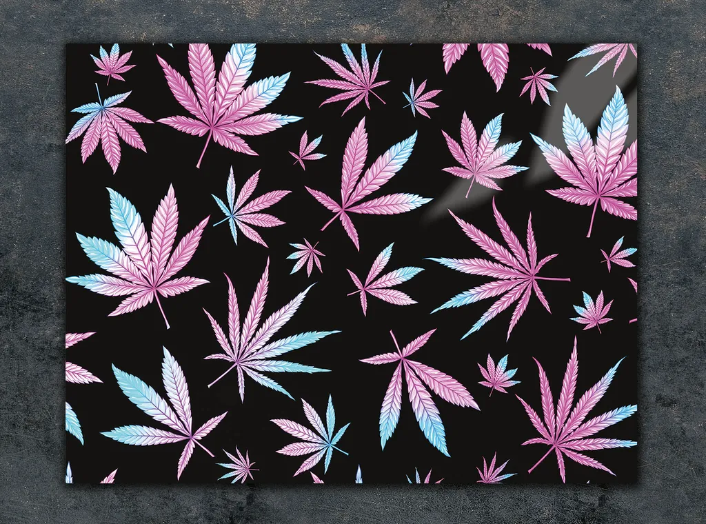 Tagliere Vetro Professionale 30x22 Foliage Viola | Piastra Multiglass - 3