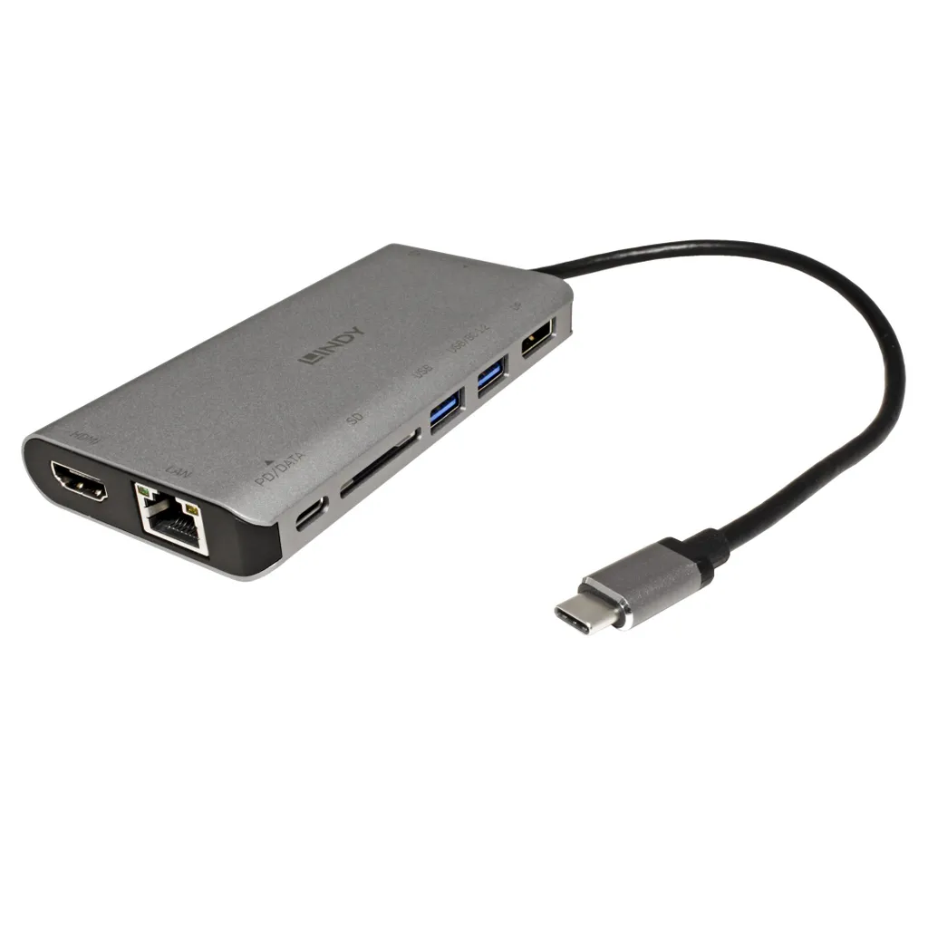 Lindy DST-Mini XT Mini Dock USB-C 4K HDMI DP PD 100W, Noir - 9