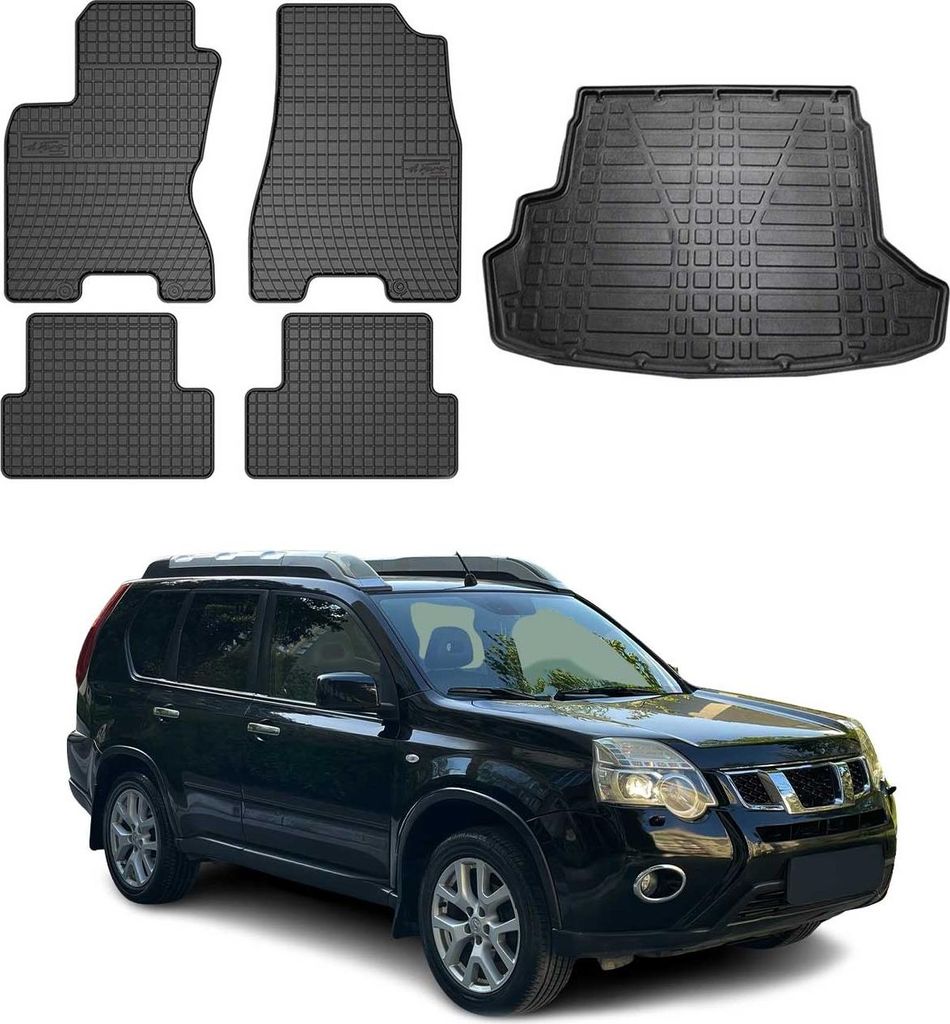 Fußmatten & Kofferraumwanne Set für Nissan X-Trail T31 2007-2014 Gummi TPE 5x