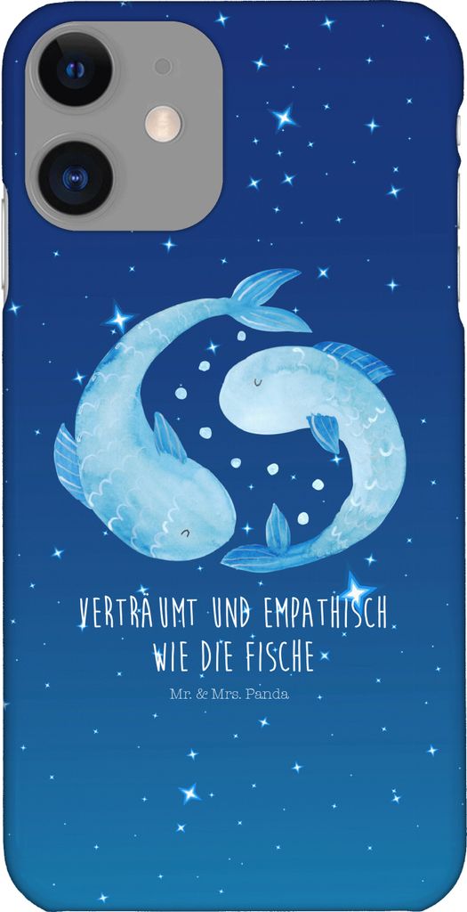 Mr. & Mrs. Panda Iphone 11 Handyhülle Sternzeichen Fische - Sternenhimmel Blau - Geschenk, Cover, Handy Schutzhülle, Aszendent, Geburtstag März,...